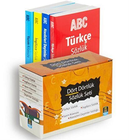 Dört Dörtlük Sözlük Seti ABC İlk ve Orta Öğretim Tdk Uyumlu (4 Kitap Kutulu) / Kolektif