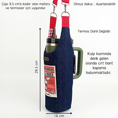 Woodycord El Yapımı Mickey Mouse Kot Matara Termos Kılıfı Kulplu Model Quencher Pipetli 1,18