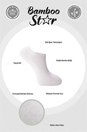Bambu Erkek Sneaker Beyaz Çorap Dikişsiz Görünmez Bilekte Görünmez Spor Çorap Premium 6'lı Paket