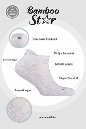 Erkek Havlu Patik Çorap, Spor, Antibakteriyel ,Esnek,Dikişsiz Asorti  6lı Premium Çorap