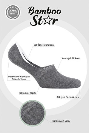Erkek Babet Asorti Çorap Dikişsiz Görünmez Kaydırmaz Topuk Silikonlu Premium 4'lü Paket