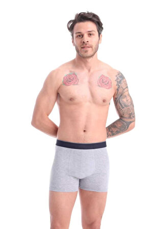 Erkek Boxer Lacivert 3'lü Premium Paket Rahat Likralı Pamuklu Boxer
