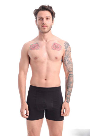Erkek Boxer Siyah 3'lü Premium Paket Rahat Likralı Pamuklu Boxer