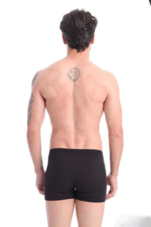 Erkek Boxer Siyah 3'lü Premium Paket Rahat Likralı Pamuklu Boxer