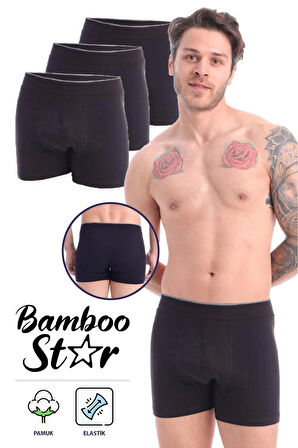 Erkek Boxer Lacivert 3'lü Premium Paket Rahat Likralı Pamuklu Boxer