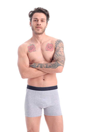 Erkek Boxer Lacivert 3'lü Premium Paket Rahat Likralı Pamuklu Boxer