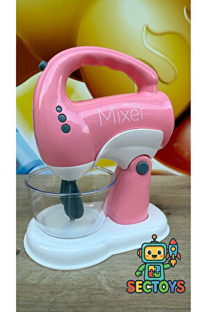 Sesli Işıklı Pilli 360 Derece Dönen Oyuncak Mikser El Mikseri Çırpma Kaseli Pilli Mutfak Oyuncak Set