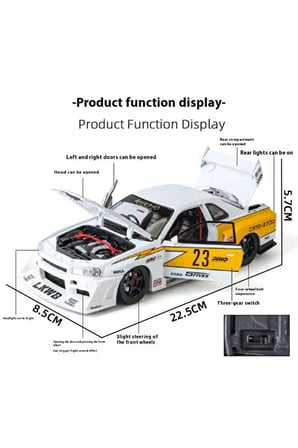Nıssan Skylıne GTR B-ER34 Super Silhouette Nissan Skyline Liberty Walk 1:24 Sesli Işıklı