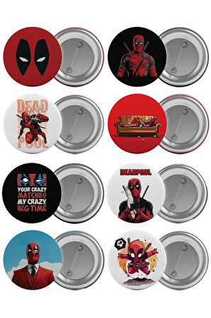 Deadpool Çanta Rozeti Seti Deadpool 8 Adet En Büyük Boy 5.8cm İğneli Broş