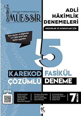 Müessir Adli Hakimlik Denemeleri 2024 Karekod Cözümlü / Kolektif