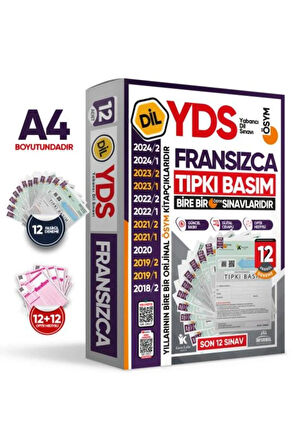 2025 YDS Fransızca ÖSYM Tıpkı Basım Çıkmış Soru Deneme Paketi 12li Fasikül SETİ