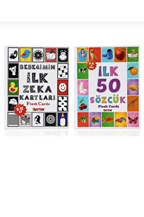 Flash Cards Ilk 50 Sözcük Bebeğimin Ilk Zeka Kartları 2'li Set Eğitici Bebekler İçin Zeka Kartları