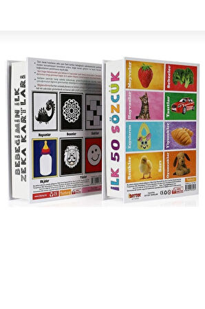 Flash Cards Ilk 50 Sözcük Bebeğimin Ilk Zeka Kartları 2'li Set Eğitici Bebekler İçin Zeka Kartları