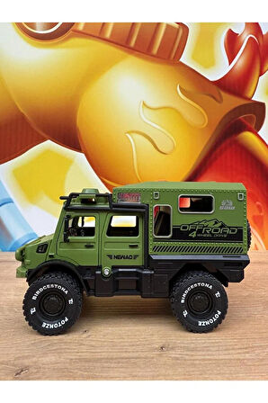 Sürtmeli Sesli Işıklı Müzikli Lüks Off Road Araba Karavan Kapıları Açılır 18CM Off Road Araba Arazi