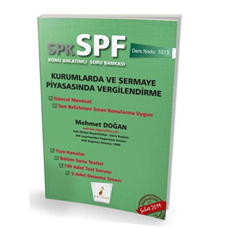 SPK - SPF Kurumlarda ve Sermaye Piyasasında Vergilendirme Konu Anlatımlı Soru Bankası