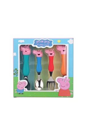 Peppa Pig Çatal Kaşık Seti 4 lü ( Kutulu )