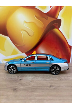 Mercedes Benz C200 Mercedes Diecast Oyuncak Taksi Araba Lüx Taksi Mavi Kapı Bagaj Kaput Açılır