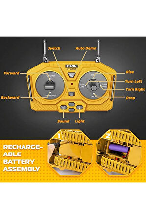 Uzaktan Kumandalı Buldozer Led ve Sesli Fonksiyonel Hareketli İş Makinası METAL Kumandalı Dozer