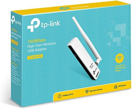 TP-Link TL-WN722N, N150 Mbps USB Adaptör, 4dBi Ayrılabilir Anten