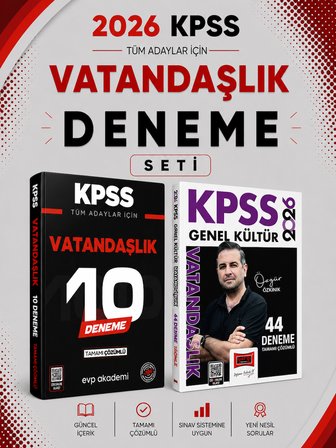 Yargı 2026 KPSS Vatandaşlık 44 Deneme & KPSS Vatandaşlık 10 Deneme EVP Akademi Seti