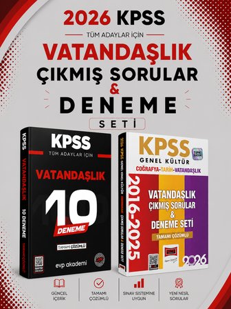 Yargı 2026 KPSS Tarih-Coğrafya-Vatandaşlık Çıkmış Sorular & KPSS Vatandaşlık 10 Deneme EVP Akademi Seti