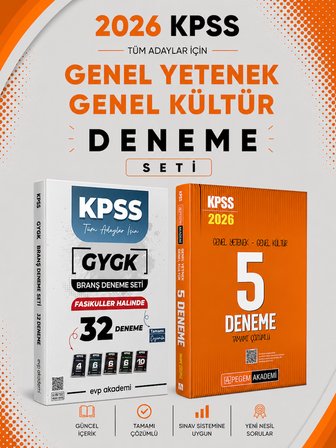 Pegem 2026 KPSS GKGY Tamamı Çözümlü 5 Deneme & EVP Akademi KPSS Tüm Dersler 32 Deneme Seti