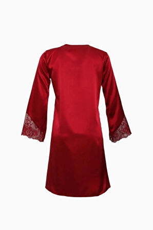Kadın Bordo Saten Kimono Takım Q.6N4K5RK5.T.K.S
