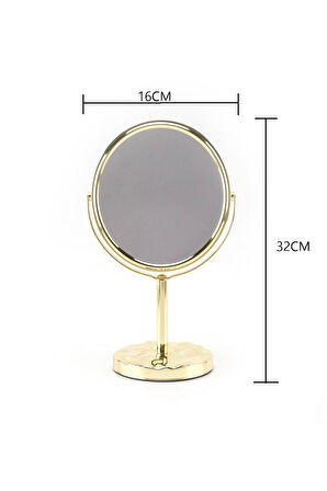 Sonx Altın Renk 360° Döner Ayaklı Masa Üstü Makyaj Aynası - Çift Taraflı ve Şık Tasarım