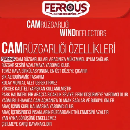 Opel Vivaro Ferrous Cam Rüzgarlığı 2li 2020 ve Üstü