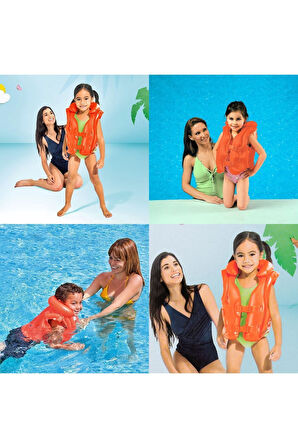 Şişme Can Yeleği Yüzme Can Yeleği Deniz Yeleği Şişme Cankurtaran Yelek Life Vest Emniyet 50x47 cm.