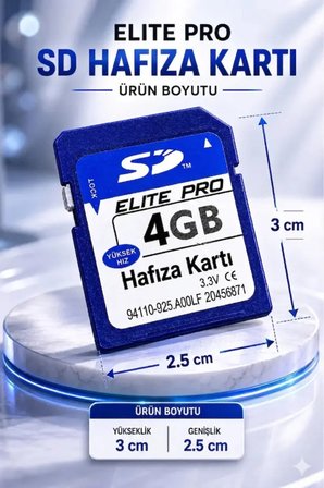 Elite Pro 4GB SD Hafıza Kartı 3.3V Yüksek Hızlı FAT32 NTFS Uyumlu SD Kart