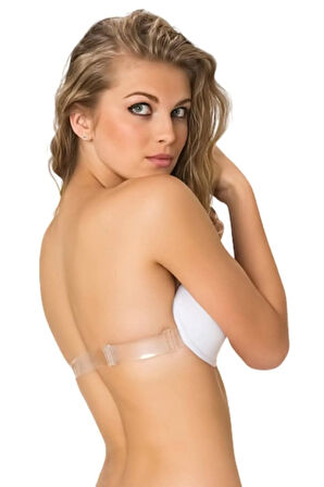 Kadın Beyaz Sırtı Şeffaf Strablez Sütyen