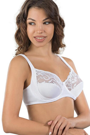 Kadın Beyaz Dantelli Balenli Toparlayıcı Sütyen 165