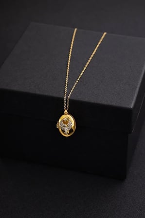 Çellik Kapaklı Alya Anka Gold Zirkon Kolye