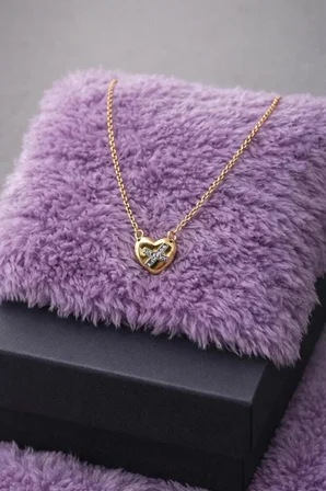 Çelik Kalpli Gold Kolye