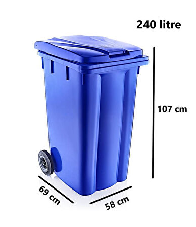 Omnipazar SY-6510 Tekerlekli Kapaklı Plastik Çöp Konteyneri 240 lt 