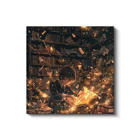 Büyülü Kütüphane - Ateş Kitabı Anime Kanvas Tablo