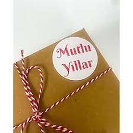 Mutlu Yıllar Kırmızı 5 cm Yuvarlak Yapışkanlı Sticker 100 Adet