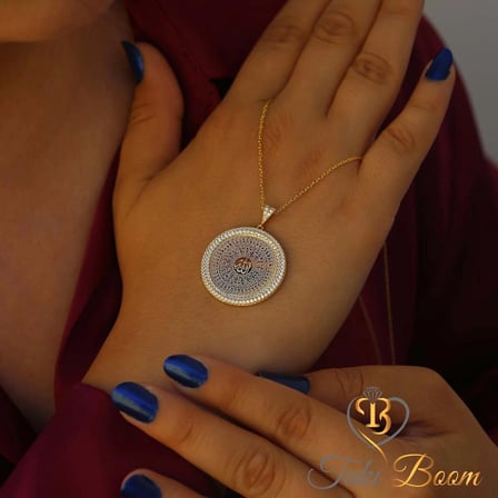 Beyaz Taşlı Allah`ın 99 Ismi Esmaül Hüsna 925 Ayar Gümüş Dualı Kolye