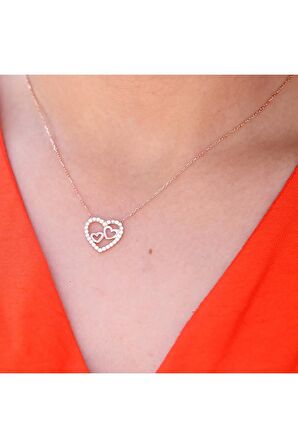 Beyaz Zirkon Taşlı 2 Li Küçük Kalp Gümüş Kolye