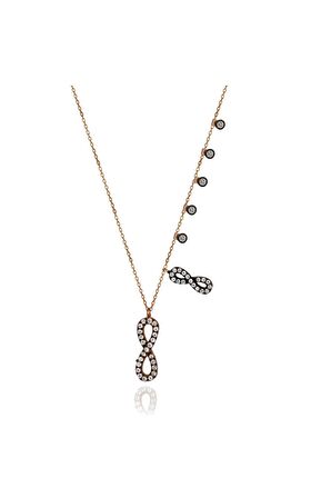 Kadın Rose Beyaz Taşlı Sonsuzluk Şans 925 Ayar Gümüş Kolye