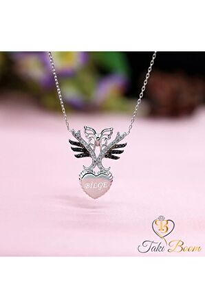 Isimli Kalpli Kelebek Kolye 925 Ayar Gümüş