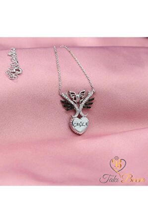 Isimli Kalpli Kelebek Kolye 925 Ayar Gümüş