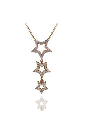 Kadın Rose Beyaz Taşlı Sallantılı Yıldız 925 Ayar Gümüş Kolye