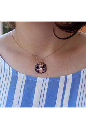 Kuğu Kolye, Kuğu Gümüş Kolye, Kırmızı Taşlı Aşık Kuğu Kolye 925 Ayar Gümüş