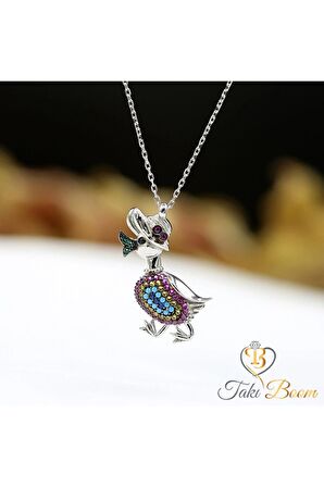 Nazar Boncuklu Ördek Kolye 925 Ayar Gümüş