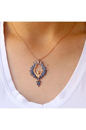 Kadın Rose Arkası Dönük Kadın 925 Ayar Gümüş Kolye