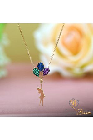 Kadın Rose Balonlu Kız 925 Ayar Gümüş Kolye