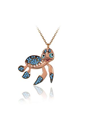 Kadın Rose Caretta Caretta Kaplumbağa 925 Ayar Gümüş Kolye