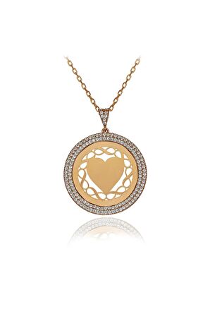 Kadın Rose Beyaz Taşlı Kalpli Sonsuzluk 925 Ayar Gümüş Kolye